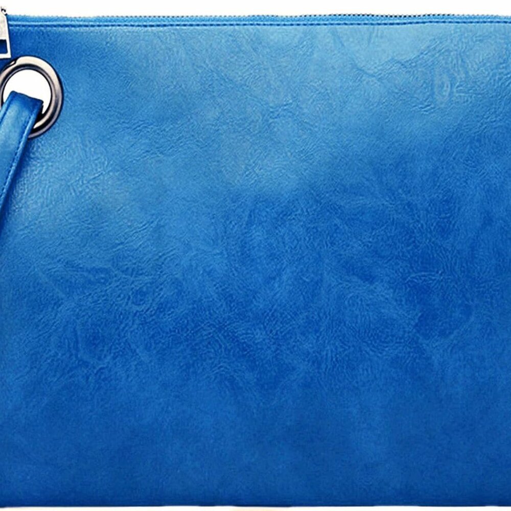 Elegant Black Leather Clutch Purse for Women with Wristlet and Spacious Interior